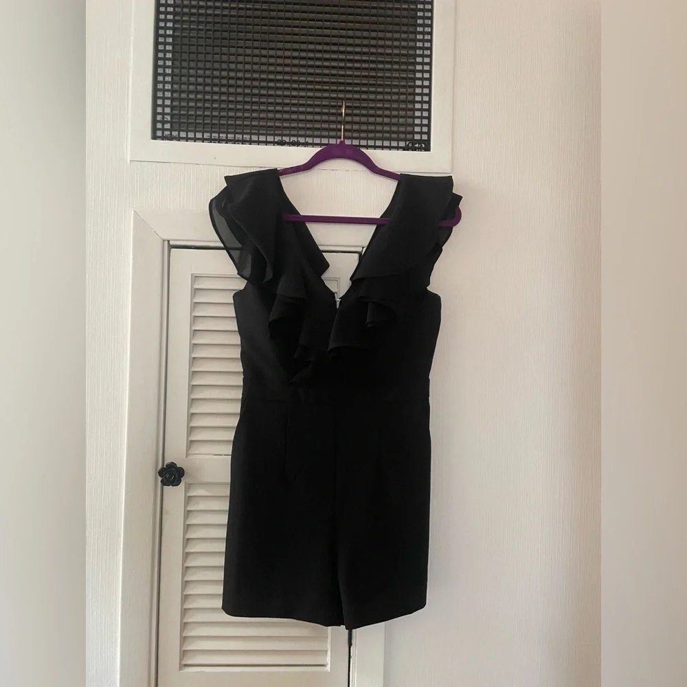 Bardot Black Ruffle V-neck Romper Size 6​​​ - Picture 6 of 9